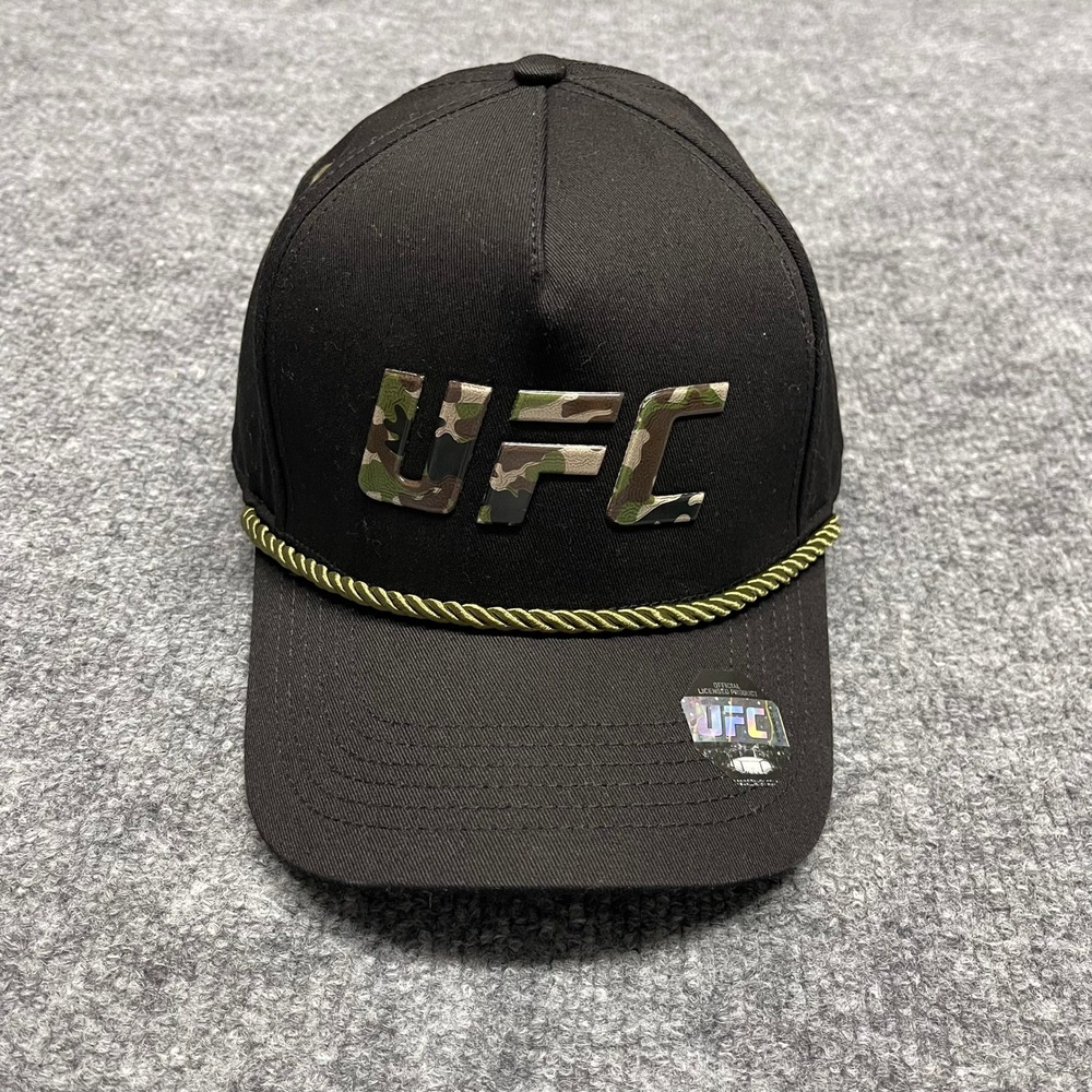 UFC Hat Cap Mens Black Camo Logo Gold Rope Snap Ultimate Fighting Championship